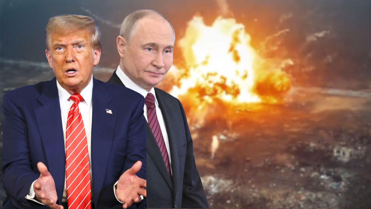 Donald Trump / Władimir Putin. W tle: wojna w Ukrianie 