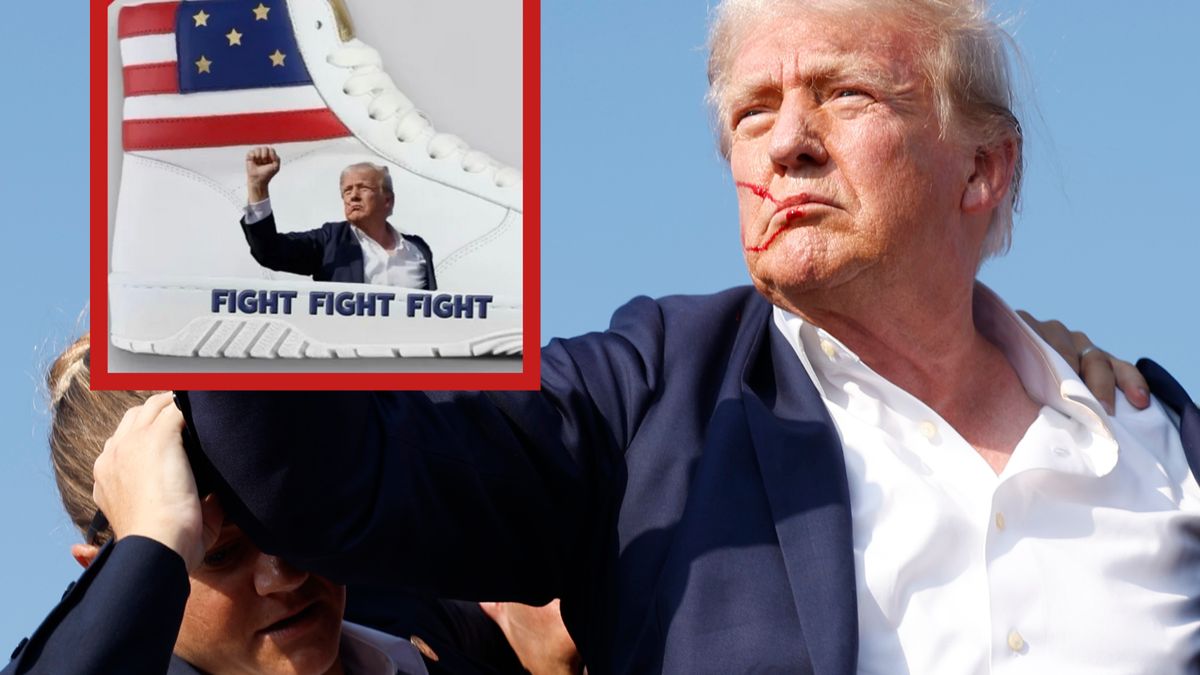 Na trampkach uwieczniono moment tuż po zamachu na Trumpa