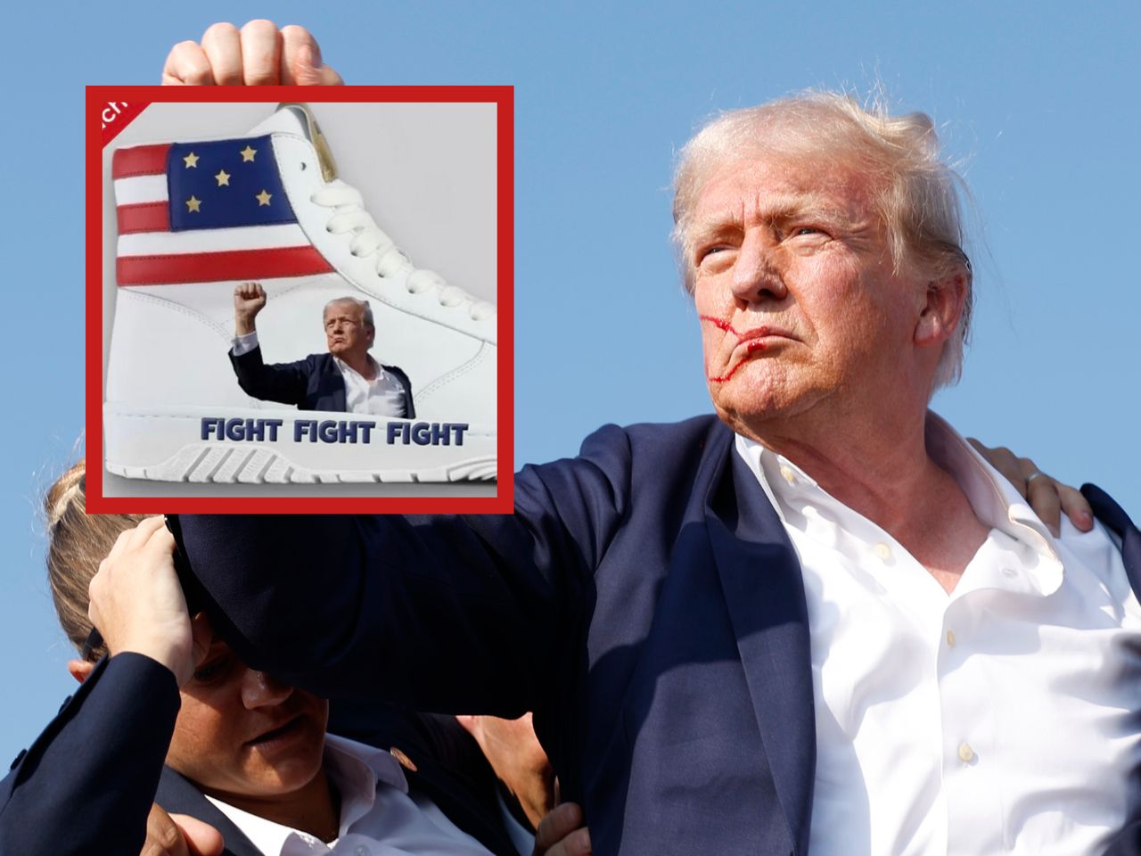 Sneakers featuring bloody Trump image stir controversy and sell out