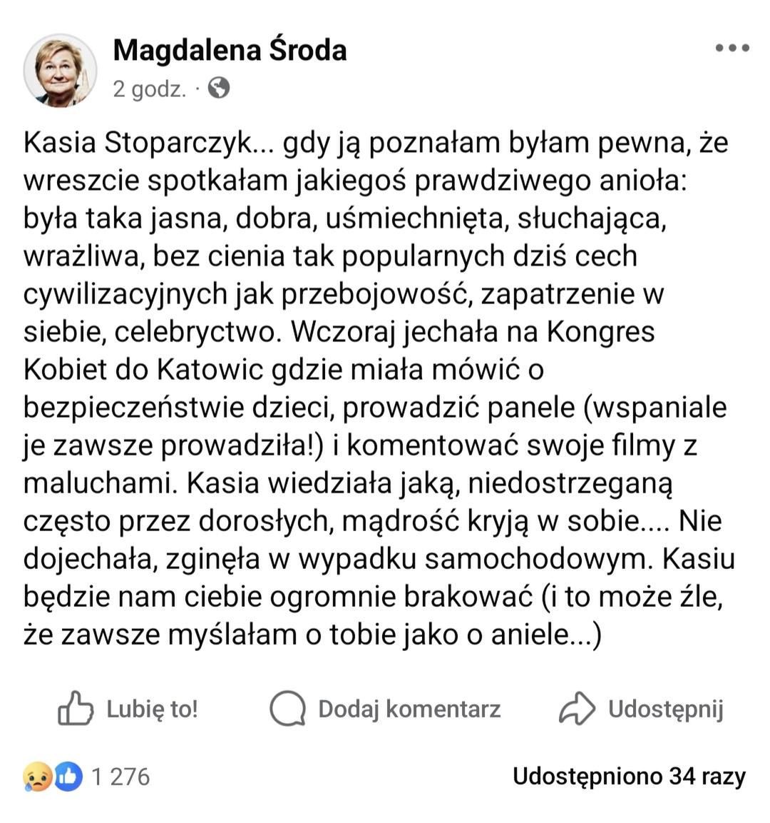Magdalena Środa wspomniała zmarłą dziennikarkę