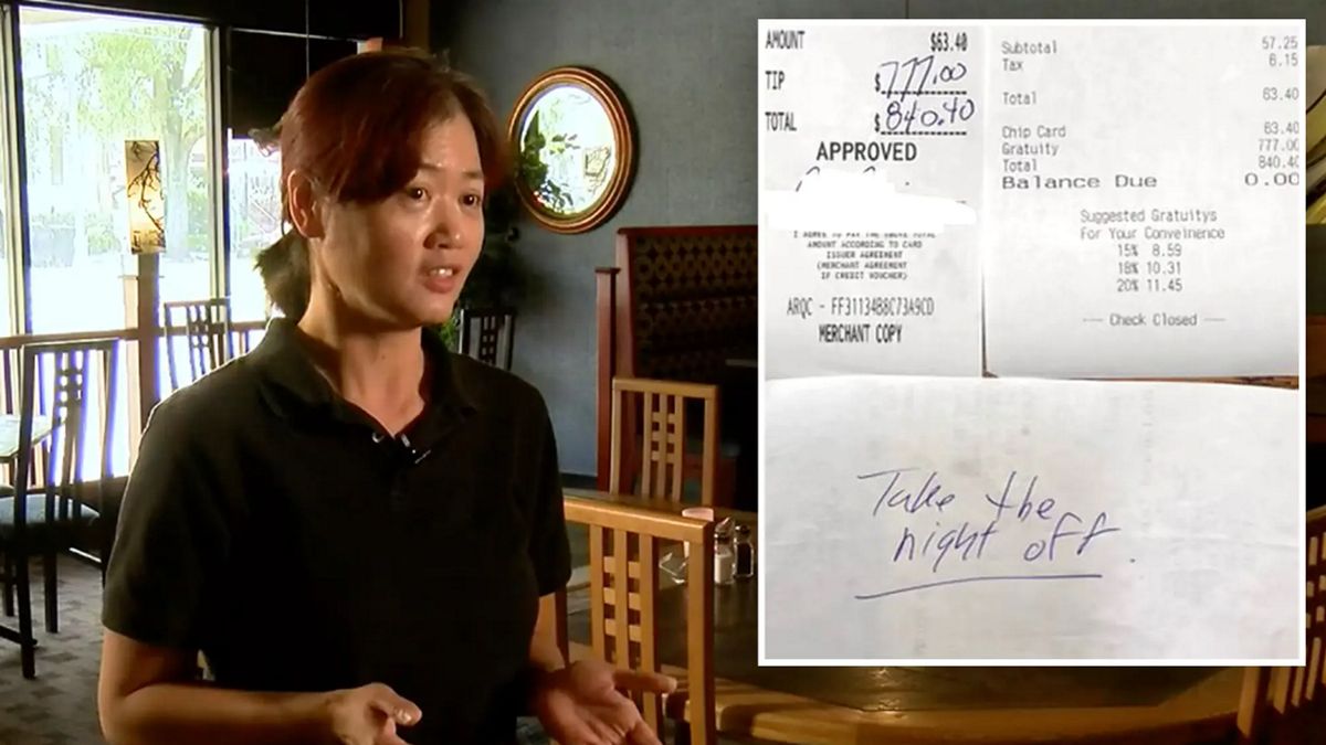 Kelnerka nie ukrywała zdziwienia