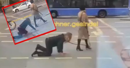 Niemcy przecierają oczy. Kobieta wzięła męża na smycz