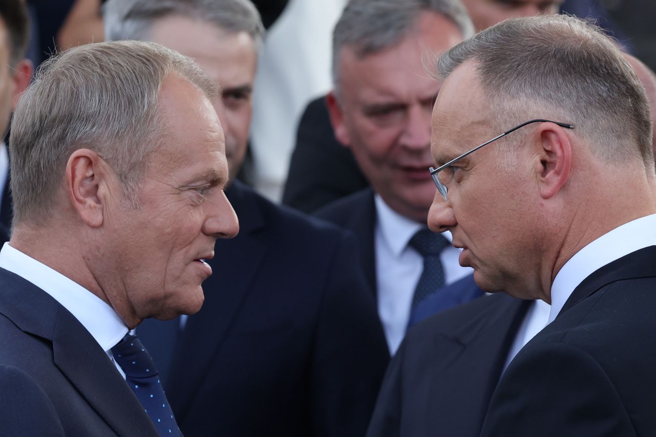 Premier Donald Tusk i prezydent Andrzej Duda na początku nowego roku nie szczędzą sobie uszczypliwości (Photo by Jakub Porzycki/NurPhoto via Getty Images)