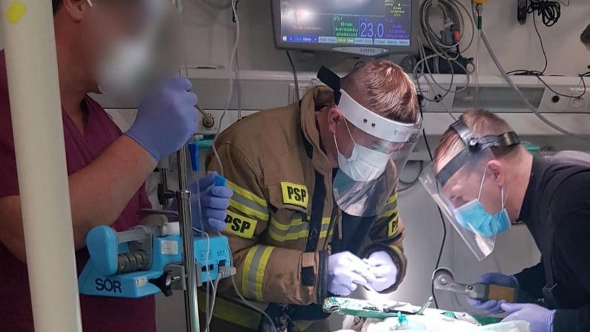 Strażacy z Jednostki Ratowniczo Gaśniczej nr 8 w Warszawie zostali wezwani do pomocy w Szpitalnym Oddziale Ratunkowym przy ul. Szaserów.