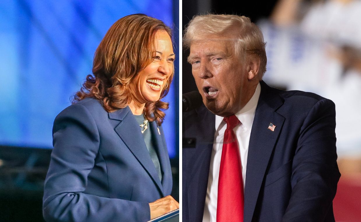 Kamala Harris nad Donaldem Trumpem