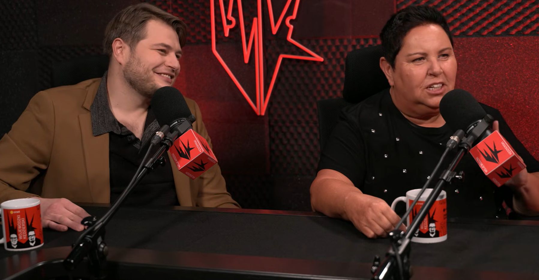 Dorota Wellman z synem podczas wywiadu