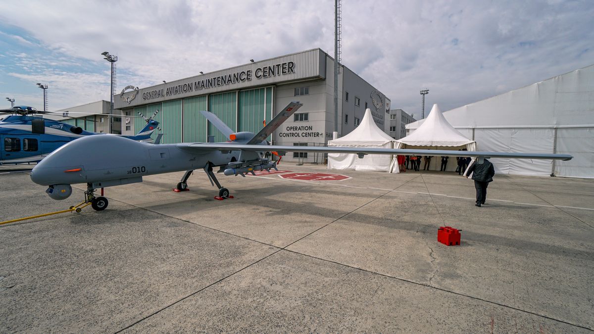 ISTANBUL, TURKEY - SEPTEMBER 29, 2018: ANKA, a medium-altitude long-endurance unmanned aerial vehicle (UAV) stands on airport in Istanbul, Turkey. From the AIRSHOW fair held at Ataturk airport.
hik
Bayraktar, Turkey, aerial, aerospace, air, aircraft, airplane, armed, attack, camera, combat, control, defense, drone, fighter, fly, flying, intelligence, istanbul, military, plane, predator, reconnaissance, remote, robot, security, sky, spy, surveillance, technology, uav, unmanned, vehicle, war, warfare, weapon