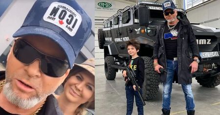 Tymczasem w rodzinie Rutkowskich: Krzysztof i Maja zrobili live'a z odbierania wozu opancerzonego za TRZY MILIONY. Krzysztof Junior pozował z bronią...