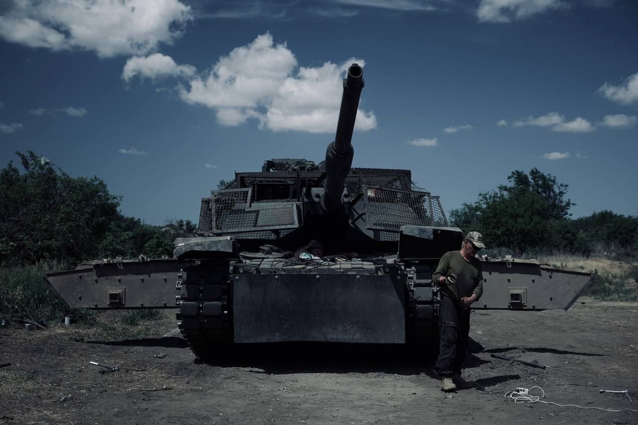 M1A1 Abrams tank with additional armor.