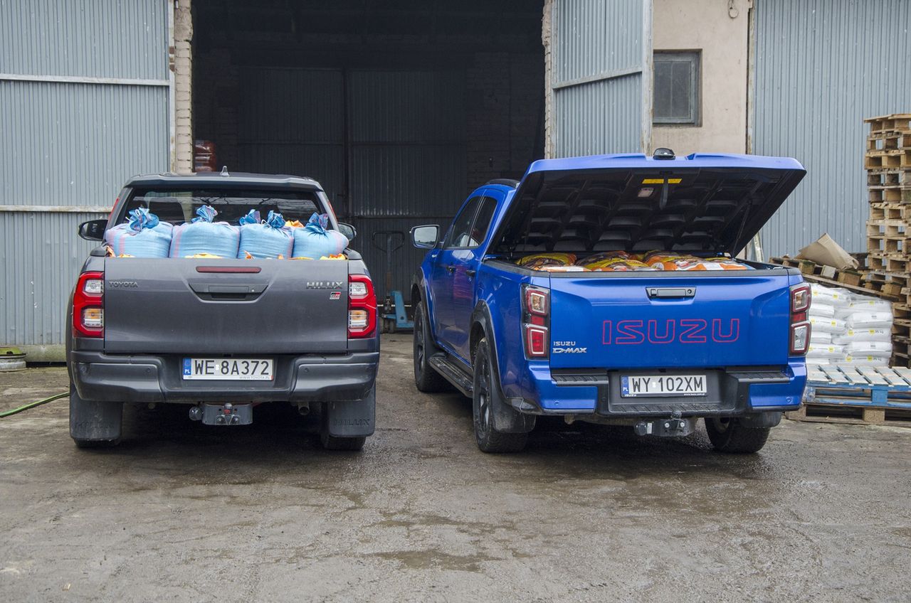 Toyota Hilux i Isuzu D-Max z ładunkiem po 600 kg