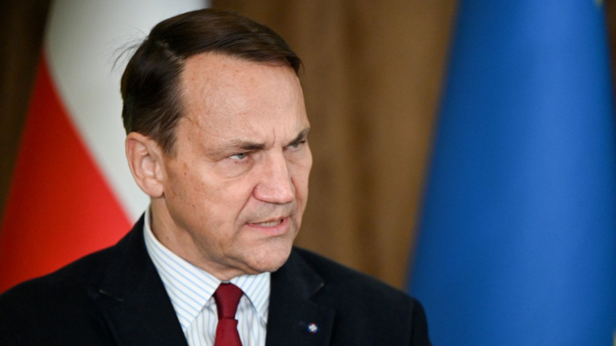 Vice Prime Minister and Minister of Foreign Affairs of the Republic of Poland, Radoslaw Sikorski, who is on a working visit to the Lviv region, participates in a joint briefing with the rector of the Ivan Franko National University of Lviv, Roman Gladyshevskii, in Lviv, Ukraine, on October 10, 2025. The Polish foreign minister accepts the Doctor Honoris Causa diploma from Lviv's Ivan Franko National University. (Photo by Anastasiia Smolienko/Ukrinform/NurPhoto via Getty Images)