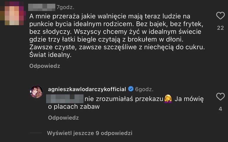 Agnieszka Włodarczyk wymienia komentarze z internautami