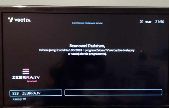 Vectra usunęła kanał „w związku ze złamaniem warunków umowy”