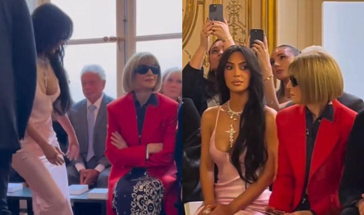 Kim Kardashian was late for Victoria Beckham's show! That's how Anna Wintour "greeted" her. The video is a hit