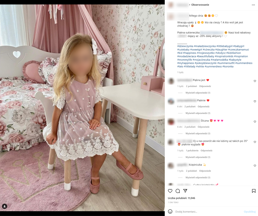 3-latka traktowana jako słup reklamowy. Witamy na Instagramie