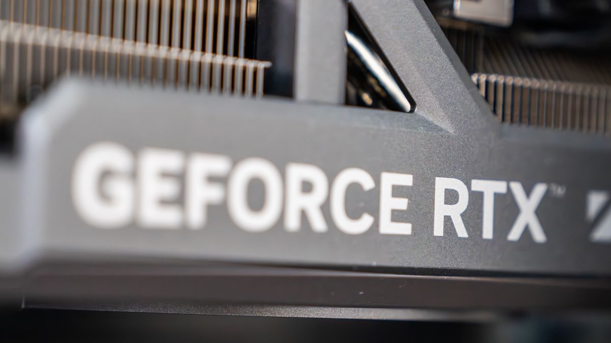 A close-up view of GeForce RTX branding on a graphics processing unit installed in an AI server on July 10, 2026 in Lecce, Italy. (Photo by Manuel Romano/NurPhoto via Getty Images)