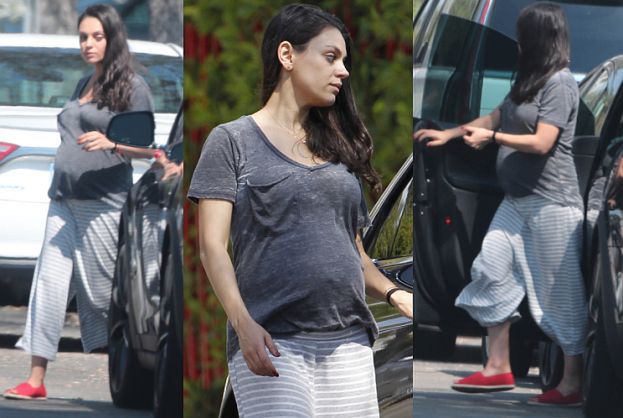 Zmęczona Mila Kunis w 8. miesiącu ciąży (FOTO)