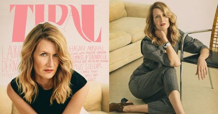 Laura Dern patrzy spod byka na niewyretuszowanej okładce