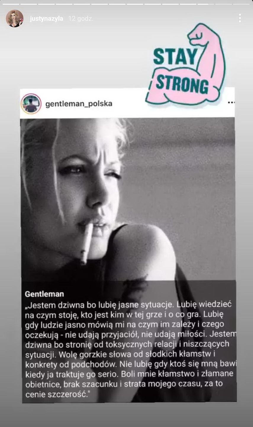 Justyna Żyła raczy się motywacyjną grafiką na Instagramie