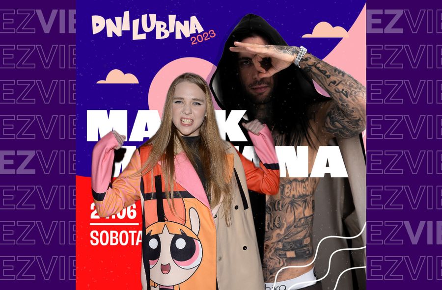 Maja Staśko na tle grafiki promującej koncert Malika Montany