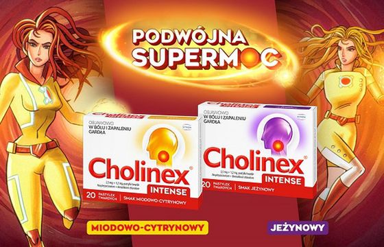 Cholinex Intense reklamowany w telewizji hasłem "Podwójna moc"