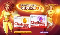Cholinex Intense reklamowany w telewizji hasłem "Podwójna moc"