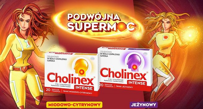 Cholinex Intense reklamowany w telewizji hasłem "Podwójna moc"