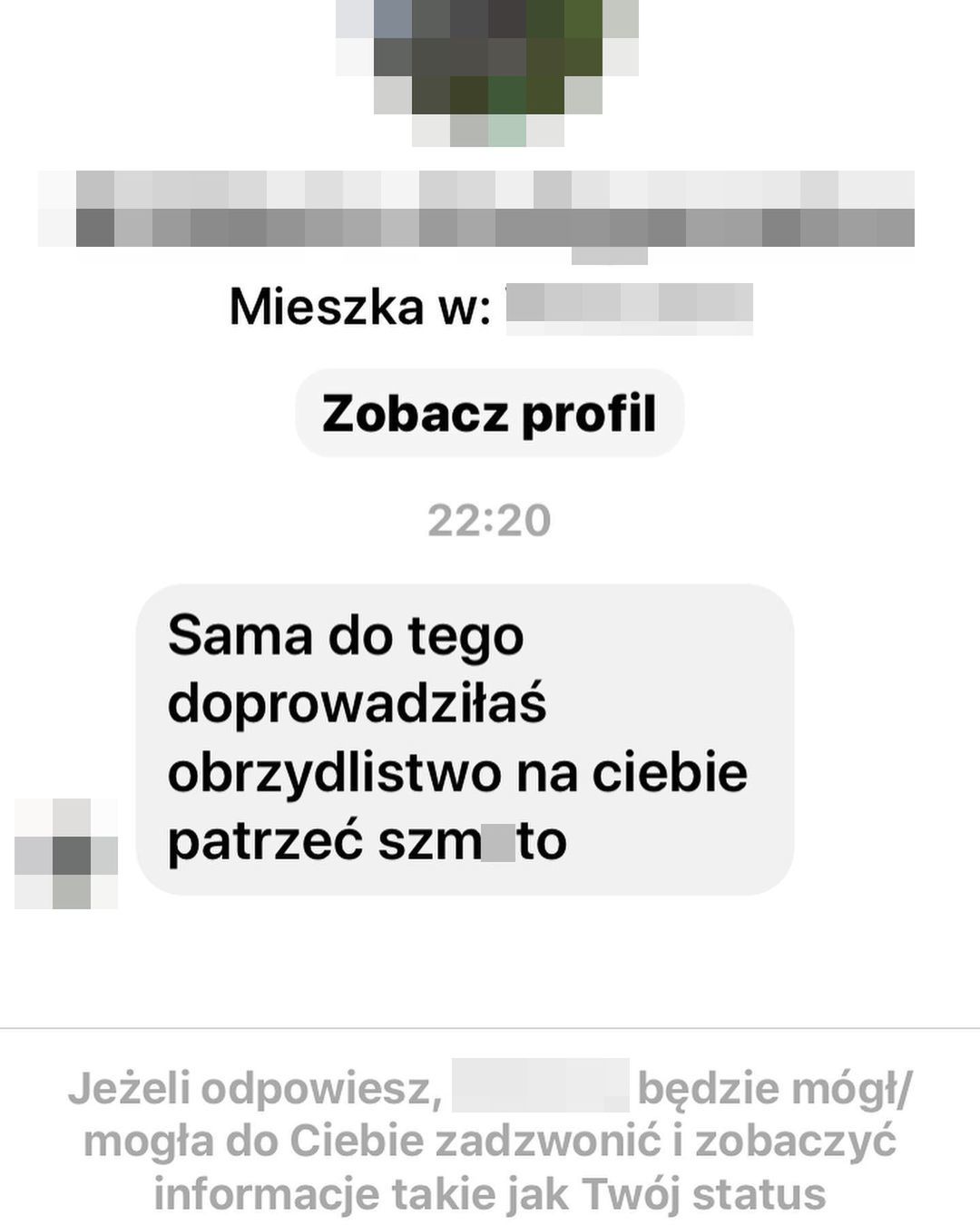 Ewa Minge publikuje wiadomość od hejterki