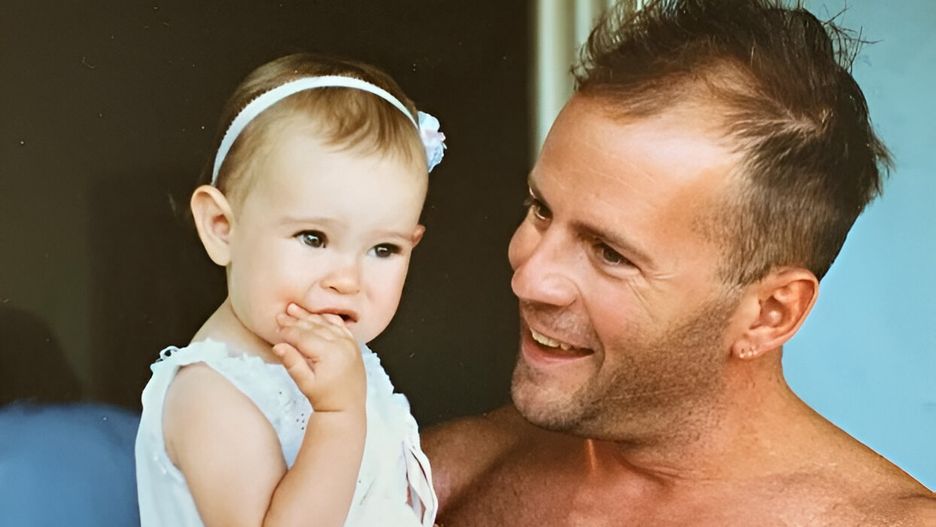 Malutka Rumer Willis ze swoim ojcem