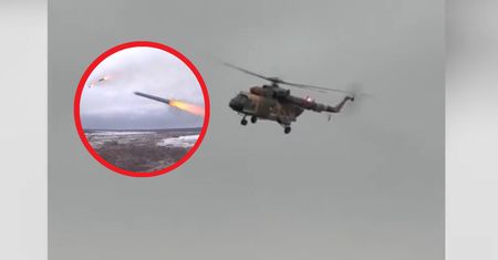 Pilot Mi-17 w akcji. Rakiety S-8 dziesiątkują pozycje Rosjan