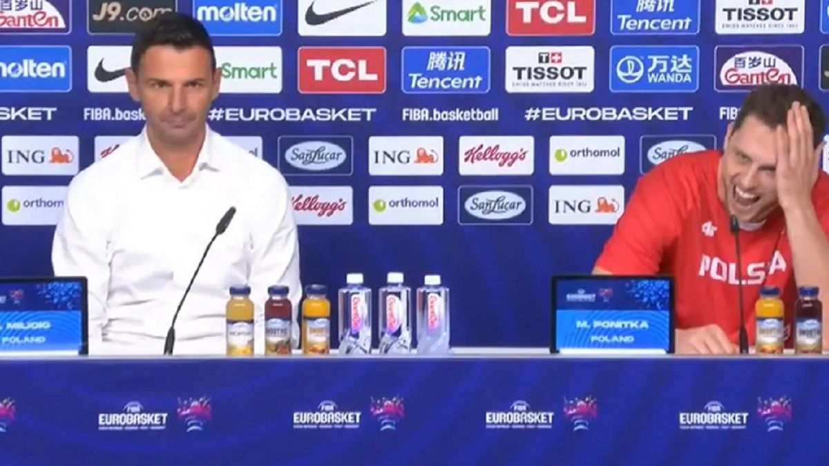 Igor Milicić i Mateusz Ponitka na konferencji prasowej