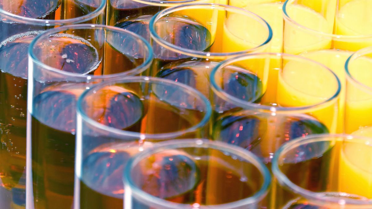 many glasses with different juicemany glasses with different juicephotosaint
