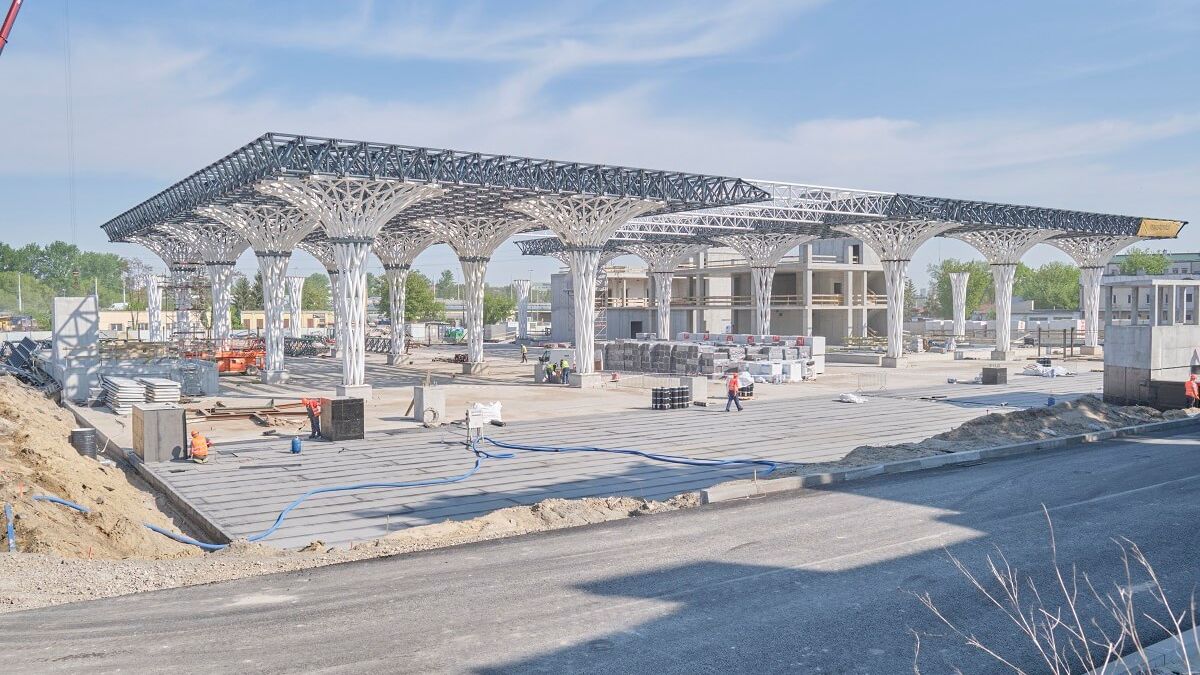 Zdjęcie z placu budowy dworca metropolitalnego w Lublinie