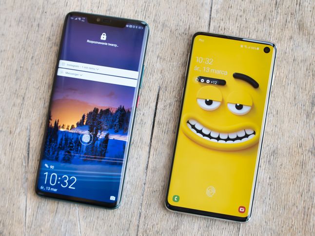 Huawei Mate 20 Pro ma czytnik linii papilarnych dużo wyżej niż Samsung Galaxy S10