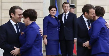 Czułe przywitanie Emmanuela Macrona z Beatą Szydło w Paryżu (ZDJĘCIA)