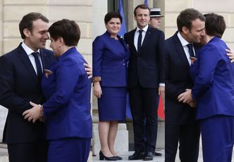 Czułe przywitanie Emmanuela Macrona z Beatą Szydło w Paryżu (ZDJĘCIA)