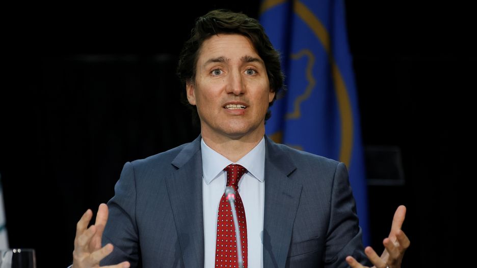 Canada's Prime Minister Justin Trudeau speaks during an Inuit-Crown Partnership Committee meeting in Ottawa, Ontario, Canada April 21, 2022.