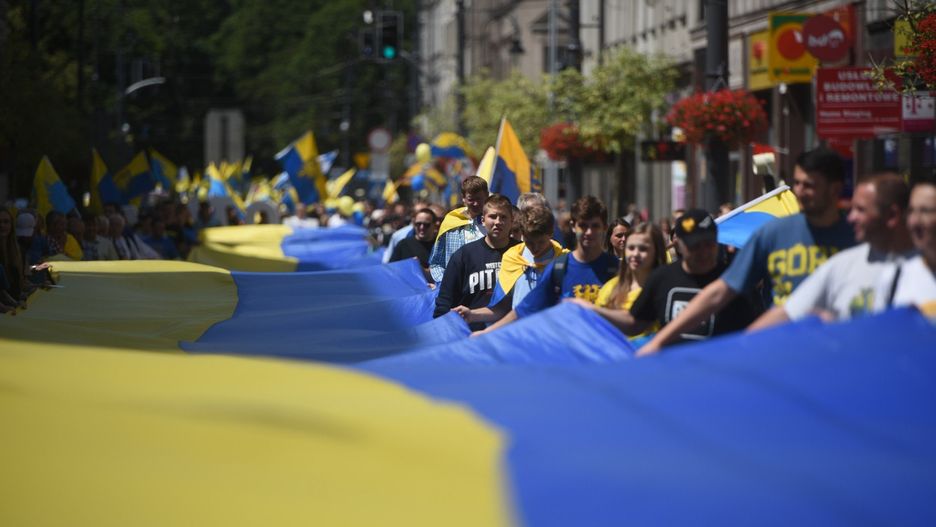 Flaga Górnego Śląska podczas Marszu Autonomii