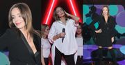 Wystrojona Agnieszka Włodarczyk skrzętnie maskuje CIĄŻOWY BRZUSZEK na planie "Jaka to melodia" (ZDJĘCIA)
