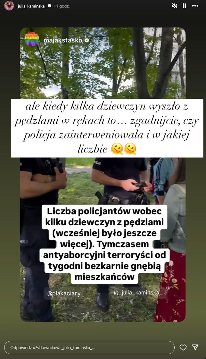 Julia Kamińska zrelacjonowała sprzeczkę z policjantem