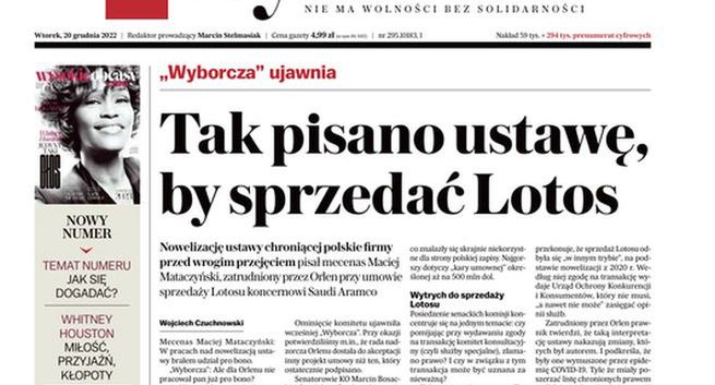 Adwokat pozywa „Gazetę Wyborczą” i Czuchnowskiego za sugestię, że "pisał ustawę pod Obajtka”