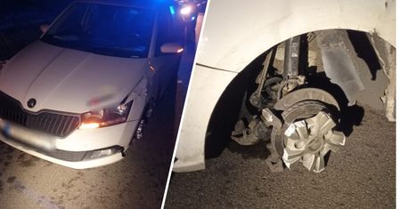 Spod auta leciały iskry. Nie czuł, że jedzie na samej feldze