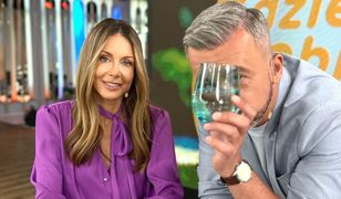 Wpadka w "Dzień Dobry TVN". Skórzyński roztrzaskał szklankę przed twarzą Rozenek