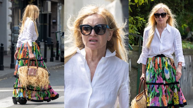 Monika Olejnik spaceruje po Warszawie