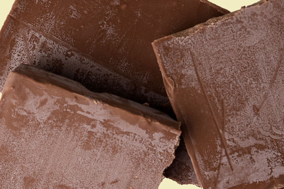 What is the white coating covering the chocolate?