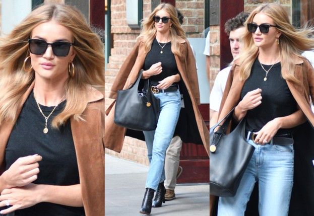 #TRENDY: Rosie Huntington-Whiteley w zamszowym płaszczu