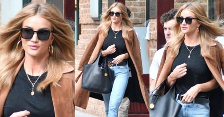 #TRENDY: Rosie Huntington-Whiteley w zamszowym płaszczu
