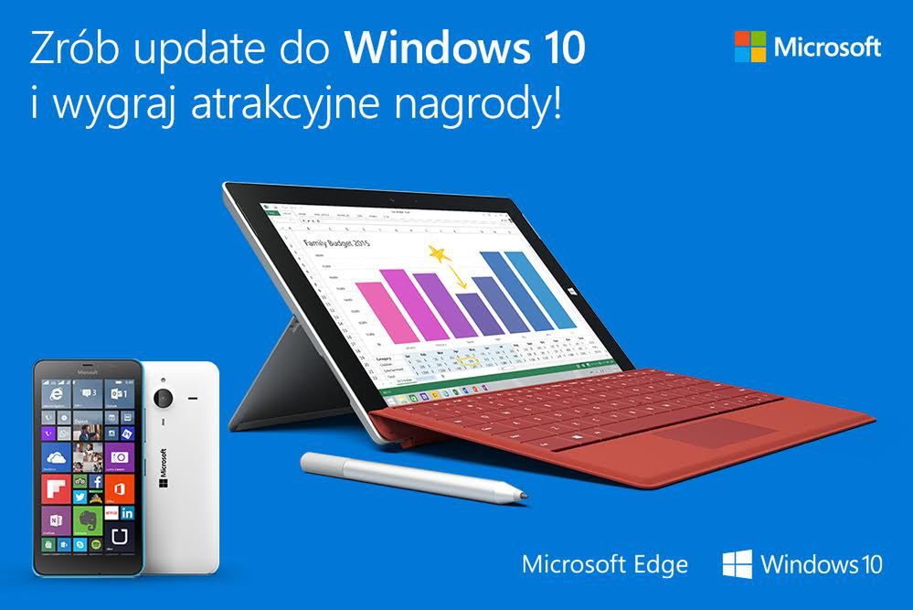 Zaktualizuj system do Windows 10 i wygraj Microsoft Surface 3 lub Microsoft Lumia 640 XL