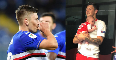 Dawid Kownacki zabrał dwumiesięczną córeczkę na mecz. Słodko? (FOTO)