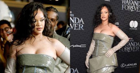 Rihanna eksponuje ściśnięty biust na premierze "Czarnej Pantery 2" (ZDJĘCIA)